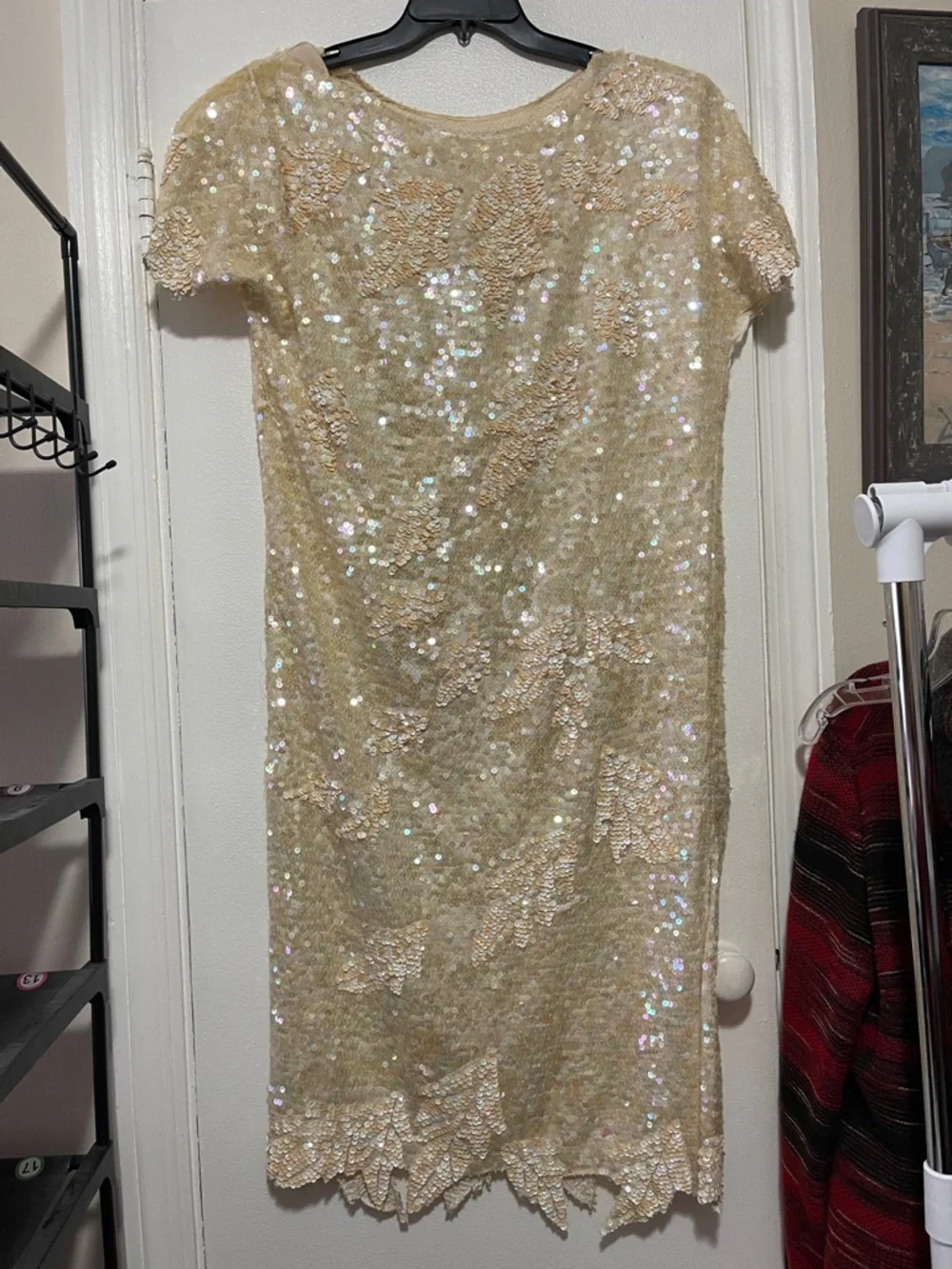 All silk sequins dress Women’s L XL iridescent - Picture 5 of 11